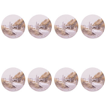8PK Splosh Palm Cove Beach Path Ceramic Coaster 10.5cm Round