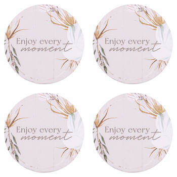 4PK Splosh Palm Cove Enjoy Ceramic Coaster 10.5cm Round