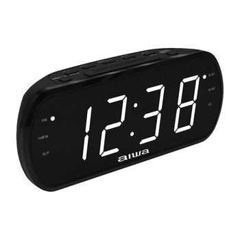 AIWA LED Large Display Alarm Clock AM/FM Radio Black