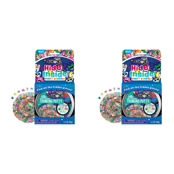 2PK Crazy Aarons Thinking Putty Party Animals Hide Inside Toy 10cm 3y+