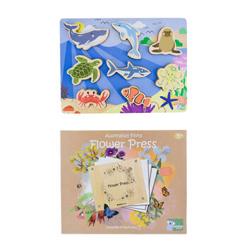 Koala Dream/Kaper Kidz Sea Animal Wooden Puzzle & Australian Flora Craft Kit 3y+
