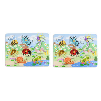 2PK Koala Dream Wooden 2 In 1 Insects & Their Homes Peg Kids Toy Puzzle 18m+