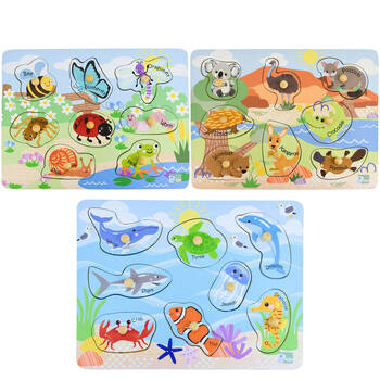 Koala Dream Wooden 2 In 1 Insects, Aussie, Sea Animals Kids Toy Puzzle 18m+