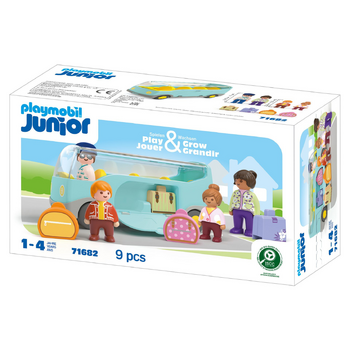 9pc Playmobil 38x25cm Junior Airport Shuttle Bus Kids Pretend Toy 1y+