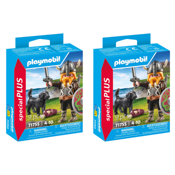 2x 9pc Playmobil 21x15cm Viking w/ Guard Dog Kids Action Figure Play Set 4y+