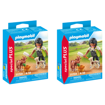 2x 6pc Playmobil  21x15cm Woman w/ Goats Kids Action Figure Toy 4y+