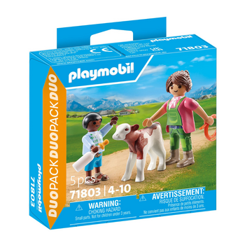 5pc Playmobil 30x13cm Farmer w/ Calf Kids Action Figure Toy 4y+