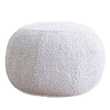 I Am Fake Round Pouffe Home Decor Boucle Small White