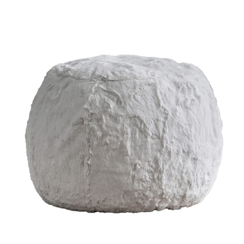 I Am Fake Round Pouffe Home Decor Faux Fur Small Grey