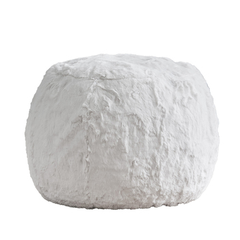 I Am Fake Round Pouffe Home Decor Faux Fur Small White
