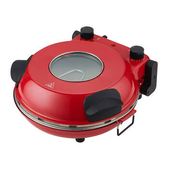 Healthy Choice 12in Electric Pizza Oven w/Thermal Control Removable Stone Red
