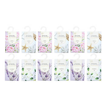 12PK Jemark Fragrance Sachet 20g Assorted Peony/Ocean/Lavender/Gardenia