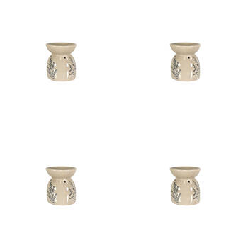 4PK Jemark 11cm Oil Burner Plant Design Assorted Grey/Black/White