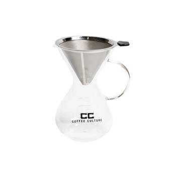 Coffee Culture Pour Over 600ml Glass Coffee Drip Jug w/ Filter Clear