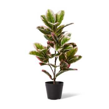 E Style 70cm Rubber Potted Artificial Plant Decor - Green/Pink