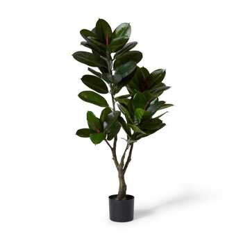 E Style 125cm Rubber Plant Potted Artificial Decor - Green