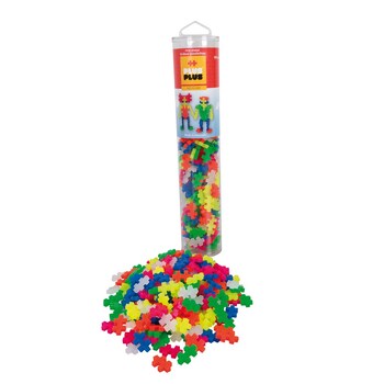 240pc Plus-Plus Neon Mix Tube 2D Building Puzzle Toy 5y+