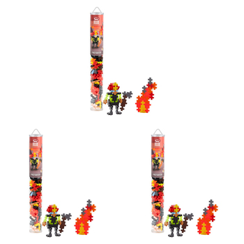 3x 100pc Plus Plus 3.5x28cm Everyday Heroes Firefighter 3D Puzzle 5y+