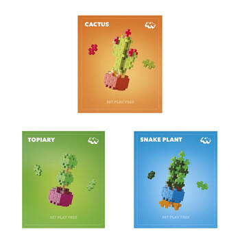 3pc Plus-Plus Plant Packs Building Toy Topiary/Snake/Cactus Kids Set 5y+