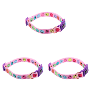 3PK Eco-Pup Dog Collar Medium Smiley Pattern Pet Dress Up