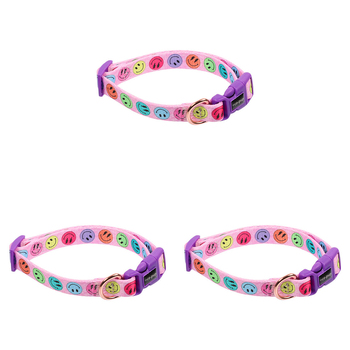 3PK Eco-Pup Dog Collar Small Smiley Pattern Pet Dress Up