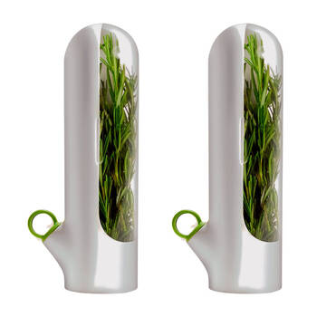 2PK Prepara Fresh Herb Savor Mini Fridge Storage Container 24.38cm White