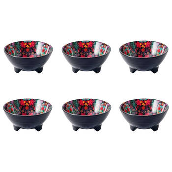 6PK Prepara Melamine Tortilla Taco Party Serving Bowl Day of the Dead Ed 6in Black