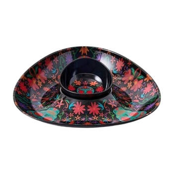 Prepara Chip N Dip Snack Serving Dish Bowl Platter Tray Day of the Dead Ed 37cm