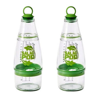 2PK Prepara Salad Pod Dressing Sauce Shaker Mixer Bottle 355ml Green