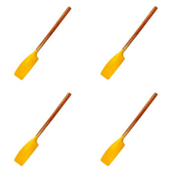 4PK Prepara Silicone/Wood Jar Spatula Kitchen Jam Scoop Spreader 26.5cm Yellow