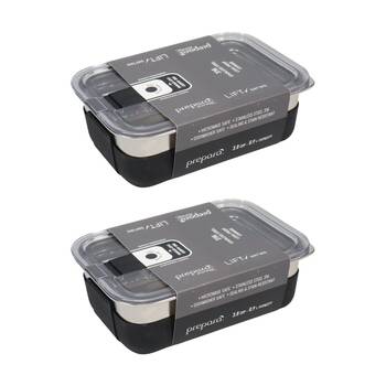 2PK Prepara Lift Stainless Steel Container 0.9 L Kitchenware Triton - Black