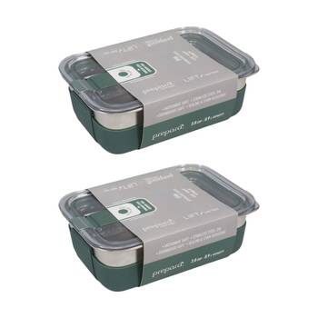 2PK Prepara Lift Stainless Steel Container 0.9 L Kitchenware Triton - Olive