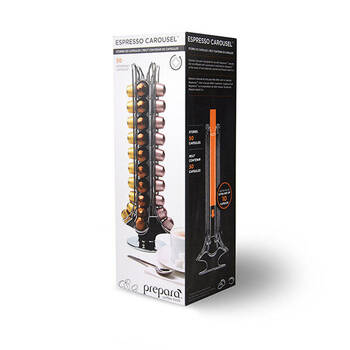 Prepara 50-Coffee Capsule Carousel For Nespresso Pods 38x16.5cm Limousine Black