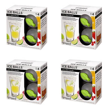 4x 4pc Prepara Jumbo Slow-Melting Whiskey Drink Ice Ball Sphere Mould Assorted