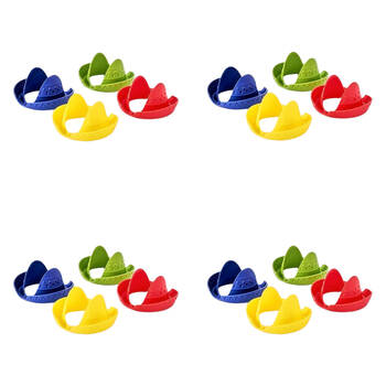 4x 4pc Prepara Single Sombrero Taco Holder Party Serving Tray Set 10cm