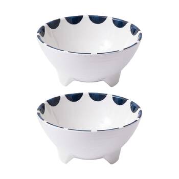 2PK Prepara Taco Bowl Coastal Stripe Kitchenware Melamine - White/Blue