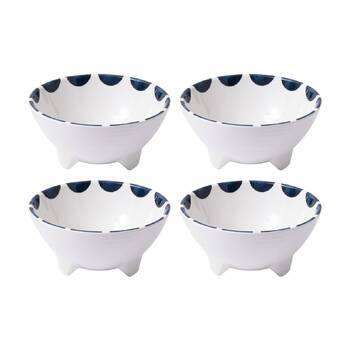 4PK Prepara Taco Bowl Coastal Stripe Kitchenware Melamine - White/Blue