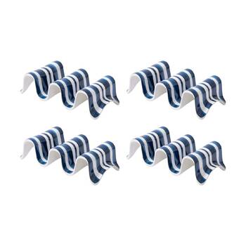 4PK Prepara Taco Holder Multiple Coastal Stripe Kitchenware Melamine White/Blue