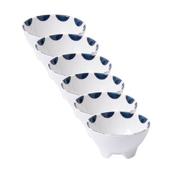 6PK Prepara Taco Prep Bowl Coastal Stripe Kitchenware Melamine - White/Blue