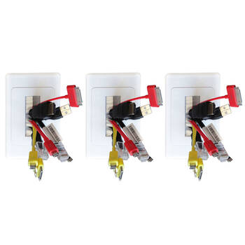 3x Wall Plate Wallplate W/Brush Outlet Cover For Cable Lead - White