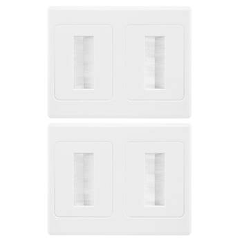 2PK Dual Wall Plate Brush Wallplate Outlet Cover for Cable Lead Organiser