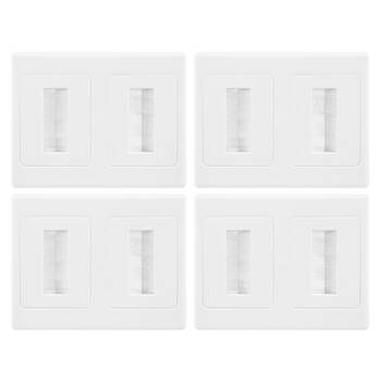 4PK Dual Wall Plate Brush Wallplate Outlet Cover for Cable Lead Organiser