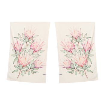 2pc Canningvale Aussie 45x70cm Cotton Tea Towel Botanical Protea