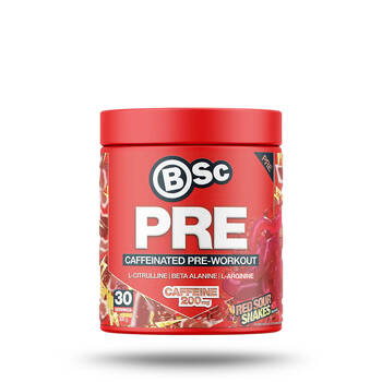 BSc PRE Caffeinated Pre-Workout Powder 30 Serves 300g Red Sour Snakes
