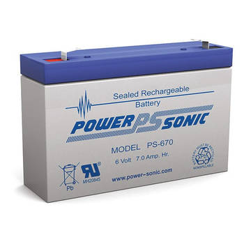 Power Sonic PS670 6V 7Amp SLA Rechargeable Battery F1 Terminal Sealed Lead Acid