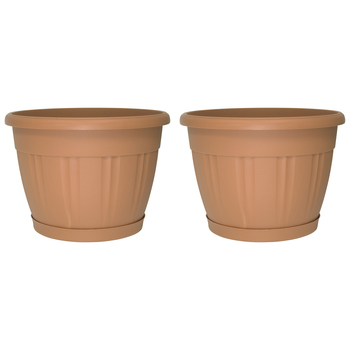 2PK Homeleisure Pot & Saucer 425mm Terracotta Garden 