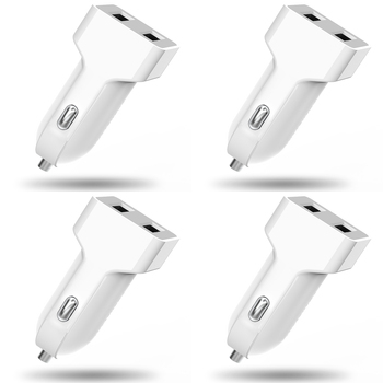 4PK PushStart 12w Dual Port Car Charger