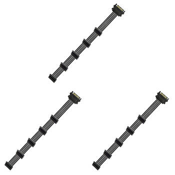 3PK Cruxtec SATA Power Splitter Cable 15pin Male to 5x Female 90Deg 40cm Black