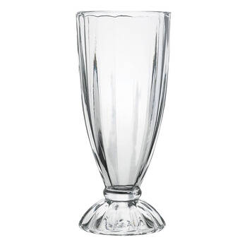 4pc Porto Soda Lime Glass Dessert Milkshake Glasses Set 340ml Clear