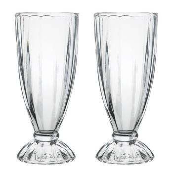 2x 4pc Porto Soda Lime Glass Dessert Milkshake Glasses Set 340ml Clear